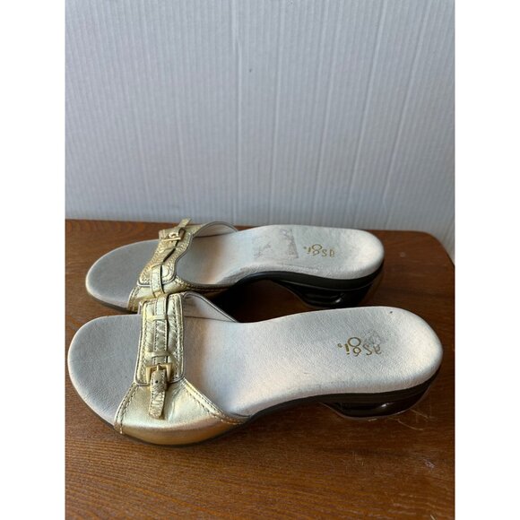 Vintage ASGI Gold Slip-On Leather Upper Sandals Size 8 Sku 2941 - Picture 6 of 11